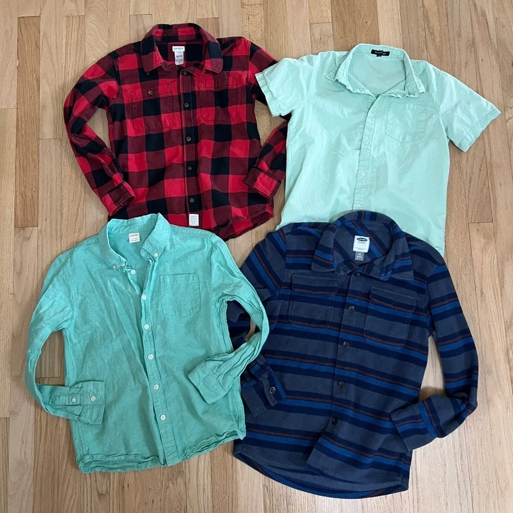 Lot of 4 Boys Button‎ Down Shirts 10-12 Various Brands